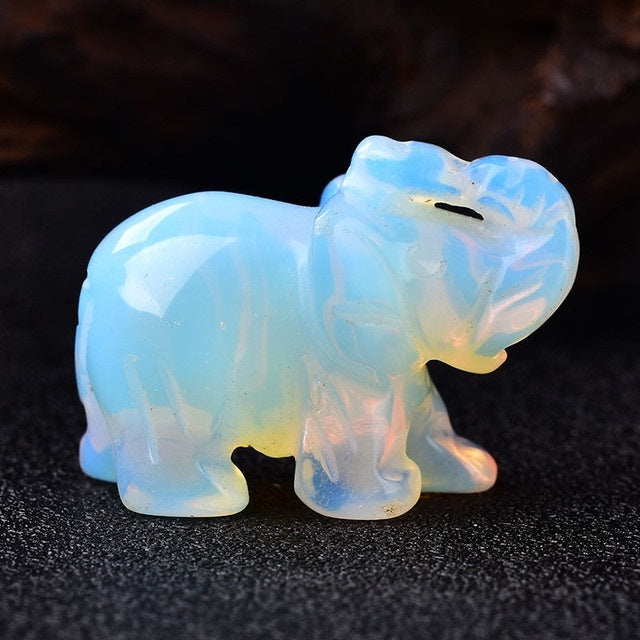 Sacred Moon Candle Co healing crystal elephant stone carved from opalescent mineral