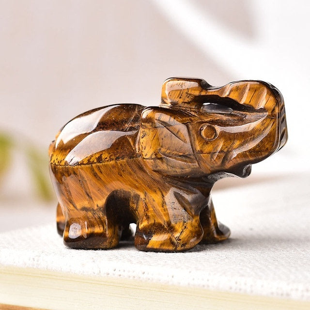Sacred Moon Candle Co healing crystal elephant stone carved from polished tiger eye