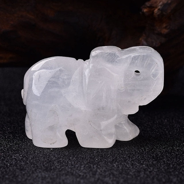 Sacred Moon Candle Co healing crystal elephant stone carved from white translucent crystal