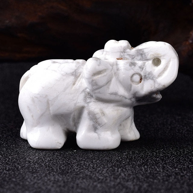 Sacred Moon Candle Co healing crystal elephant stone carved from white howlite with grey veins