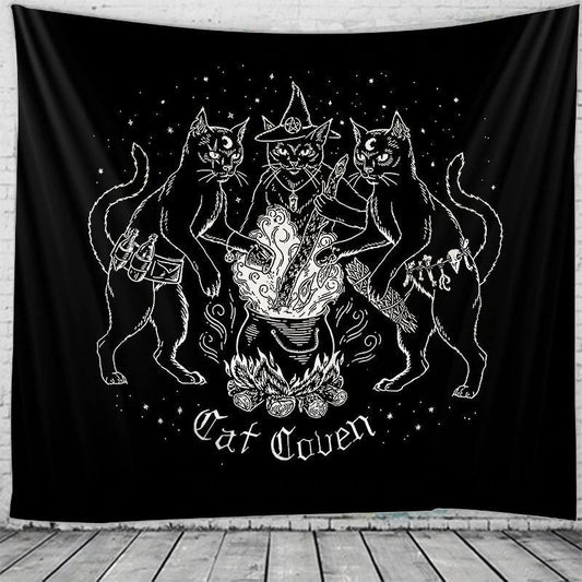 Cat Cauldron Decoration Tapestry Background Cloth Valance