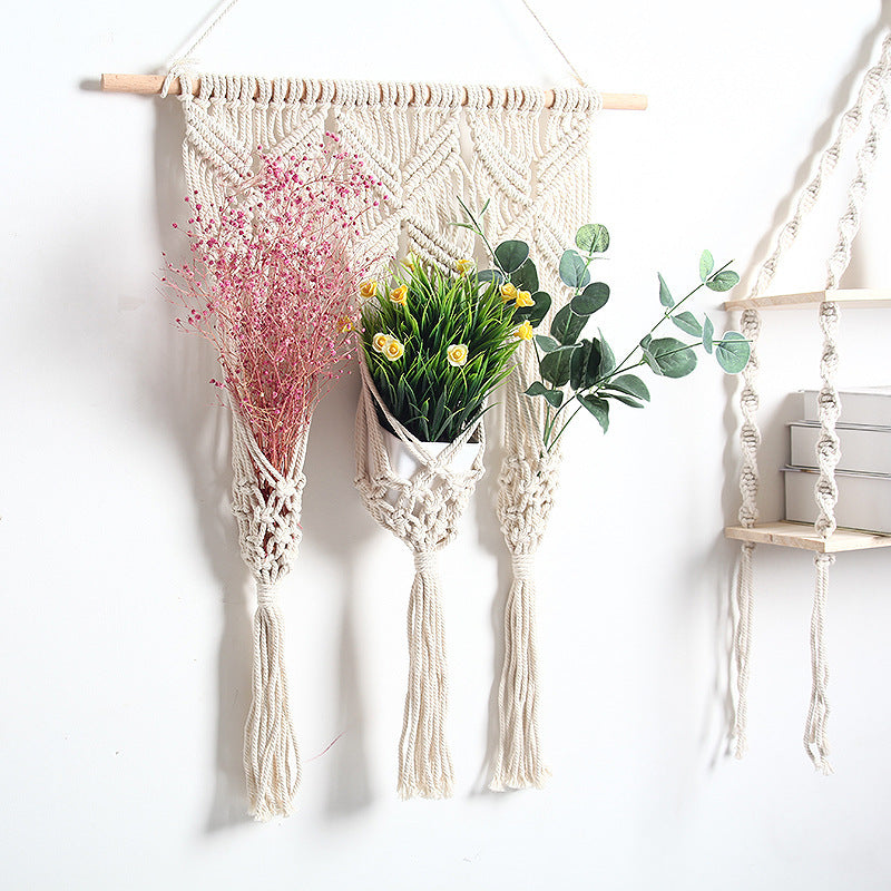 Woven Tapestry Bohemian Dried Flower Pot Rack