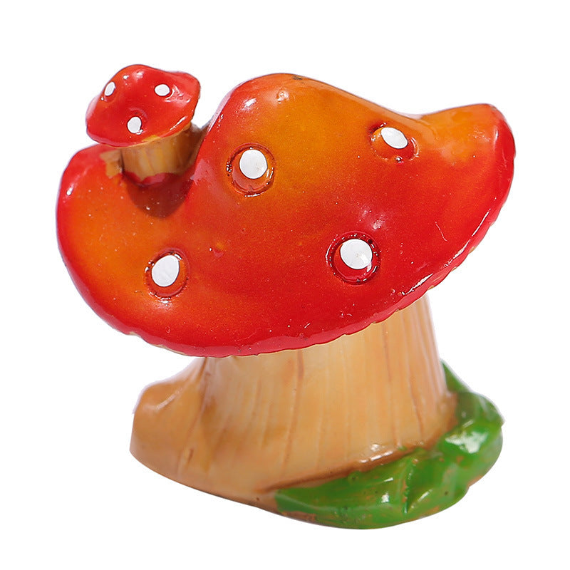 Cottage Core Red and Yellow Creative Mushroom House Resin Crafts Moss Micro Landscape Decorations