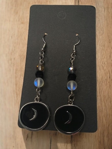 Moon Medallion Dangle Earrings