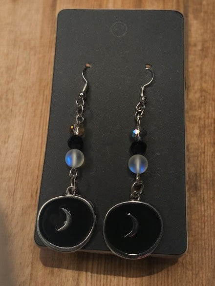 Moon Medallion Dangle Earrings