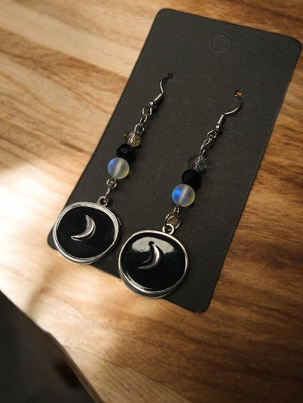 Moon Medallion Dangle Earrings