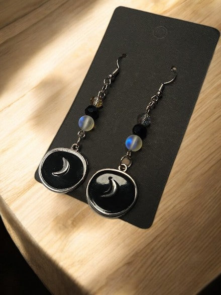 Moon Medallion Dangle Earrings