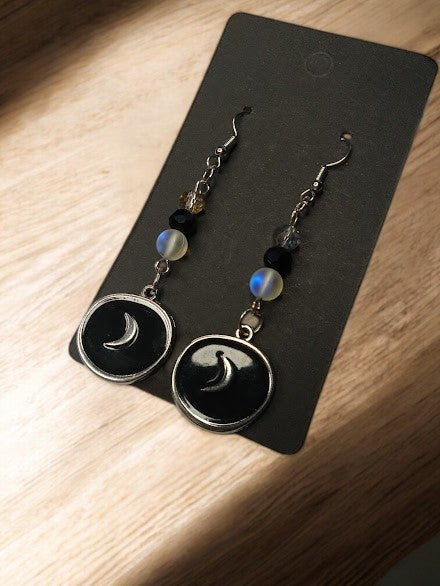 Moon Medallion Dangle Earrings