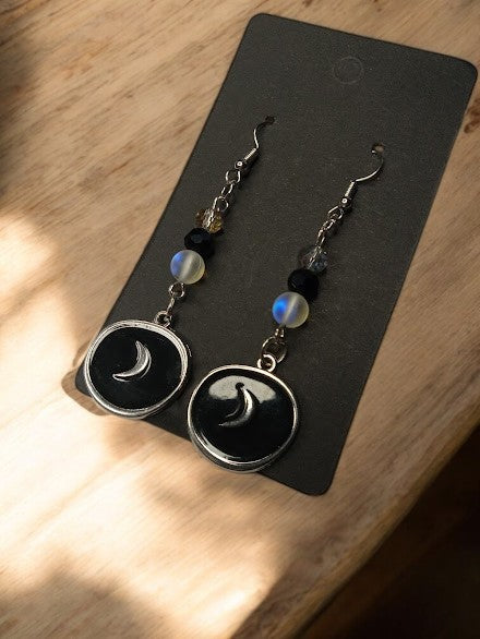 Moon Medallion Dangle Earrings