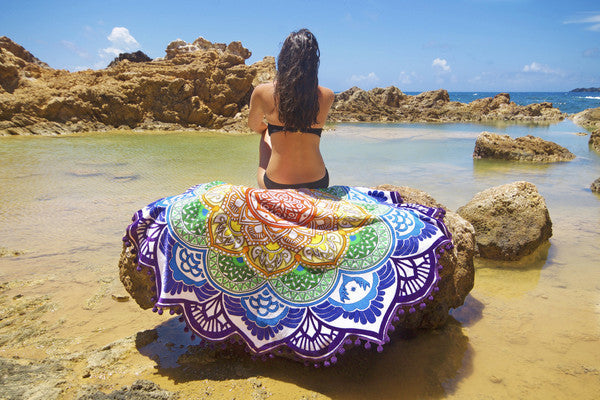 Polygon Printing Tassel Round Bath Towel Yoga Mat