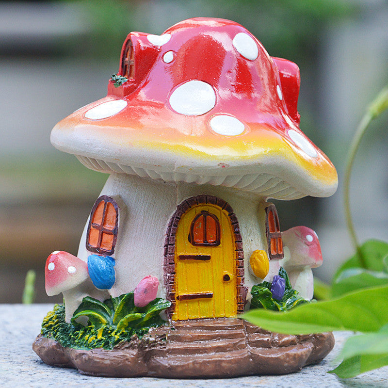 Cottage Core Mushroom House Small Ornaments Moss Micro Landscape Decorations Sculpture Resin Crafts