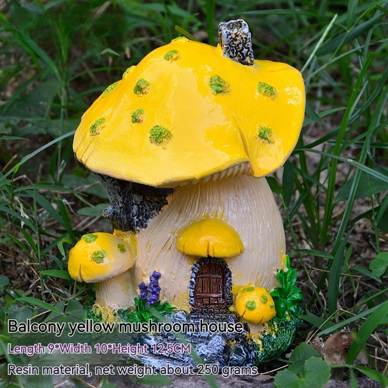 Cottage Core Mushroom House Small Ornaments Moss Micro Landscape Decorations Sculpture Resin Crafts