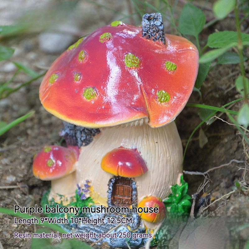 Cottage Core Mushroom House Small Ornaments Moss Micro Landscape Decorations Sculpture Resin Crafts