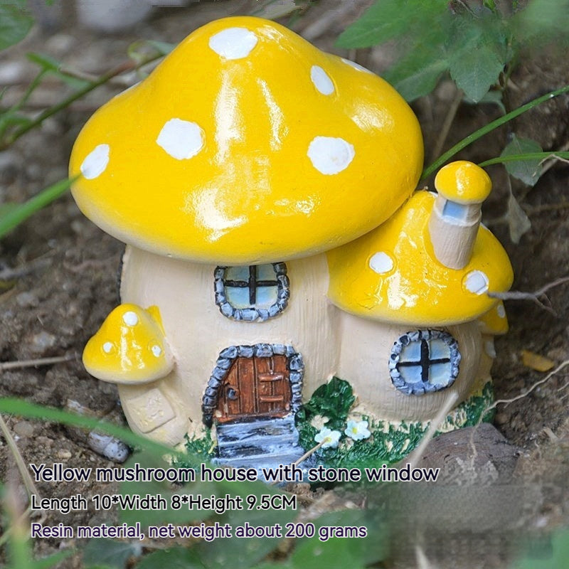 Cottage Core Mushroom House Small Ornaments Moss Micro Landscape Decorations Sculpture Resin Crafts