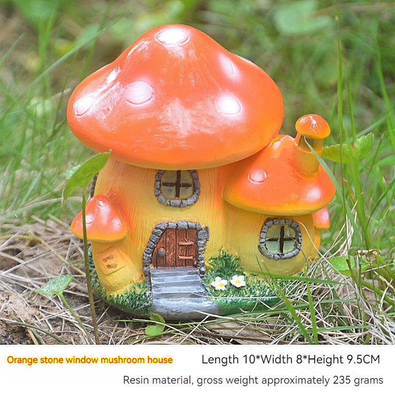 Cottage Core Mushroom House Small Ornaments Moss Micro Landscape Decorations Sculpture Resin Crafts