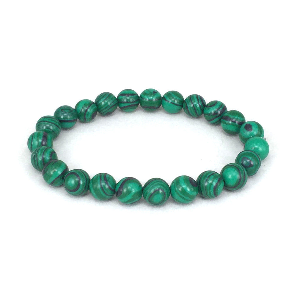 Classic Black Matte Green Malachite Bracelets Suitable Women Men Elastic Strand Jewelry