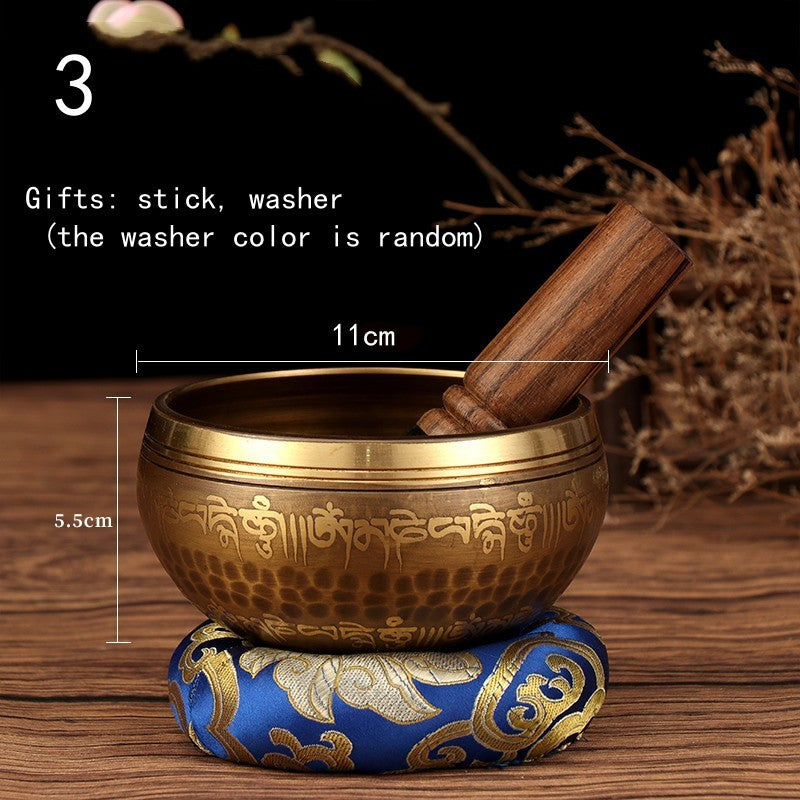 Tibetan Nepal Handmade Singing Bowls Set Buddha Mantra Design