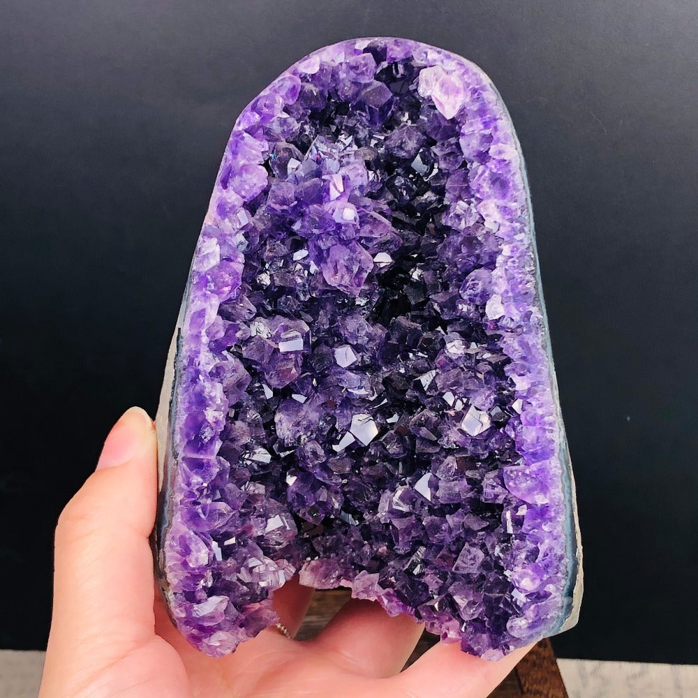 Natural Ametista Amethyst Geode Quartz Cluster Crystal Specimen Energy Healing Thunder Egg