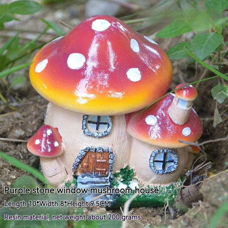 Cottage Core Mushroom House Small Ornaments Moss Micro Landscape Decorations Sculpture Resin Crafts