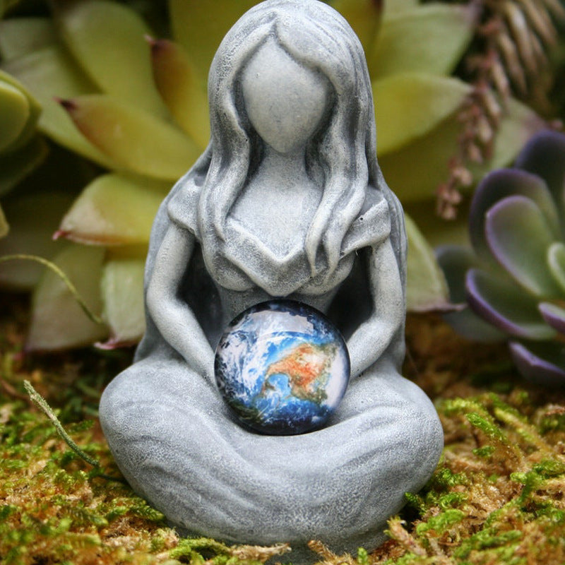 Gaia Embrace Earth Goddess Sculpture Resin Craft