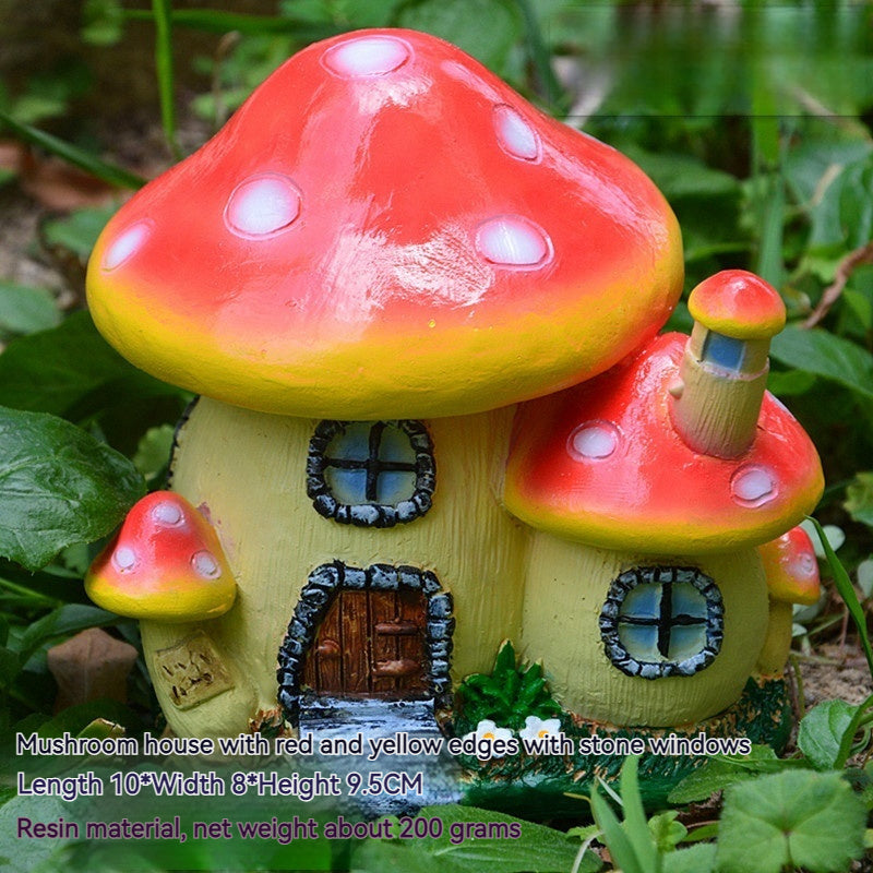 Cottage Core Mushroom House Small Ornaments Moss Micro Landscape Decorations Sculpture Resin Crafts