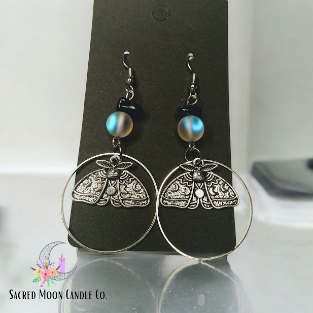 Aura Glow Celestial Moth Dangle Earrings