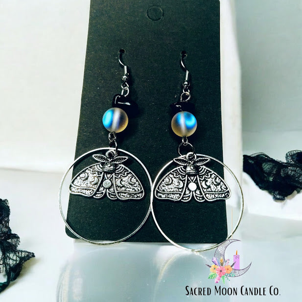 Aura Glow Celestial Moth Dangle Earrings