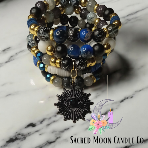 So Protected Labradorite and Lapis Lazuli Bracelet Stack