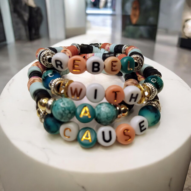 Rebel With A Cause Letter Bracelet Stack