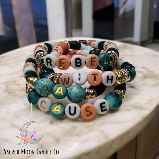 Rebel With A Cause Letter Bracelet Stack