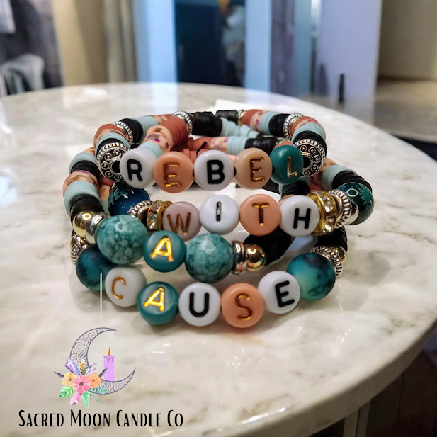 Rebel With A Cause Letter Bracelet Stack