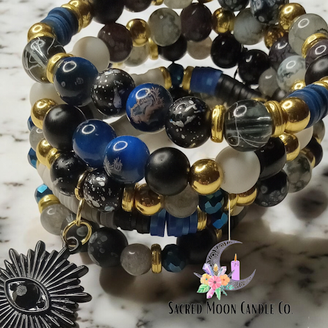 So Protected Labradorite and Lapis Lazuli Bracelet Stack