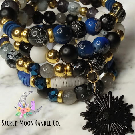 So Protected Labradorite and Lapis Lazuli Bracelet Stack