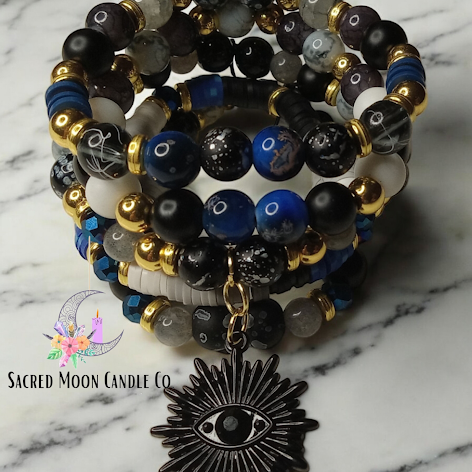 So Protected Labradorite and Lapis Lazuli Bracelet Stack