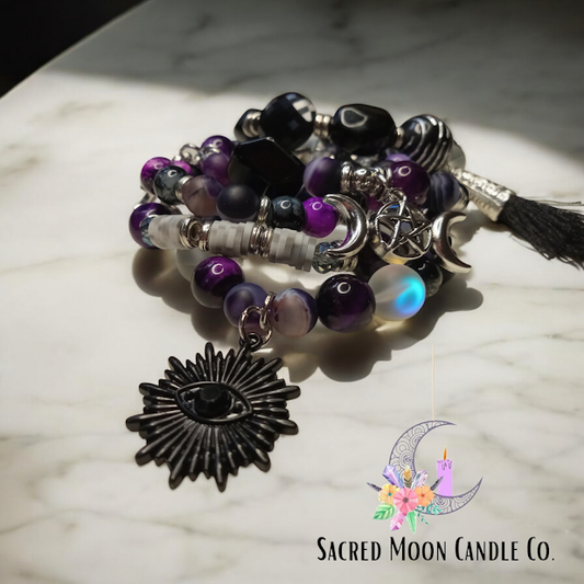 So Protected Purple and Black Protective Charm Bracelet Stack