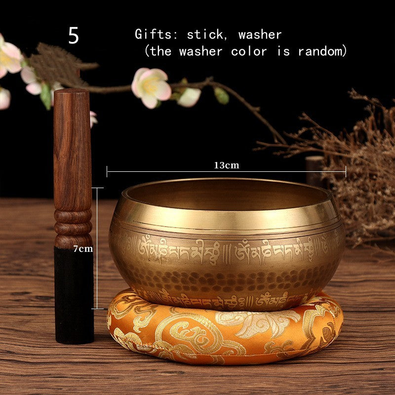 Tibetan Nepal Handmade Singing Bowls Set Buddha Mantra Design