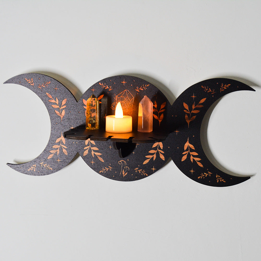 Triple Moon Wall Decor Room Candle Holder Boho Style Jewelry Shelving