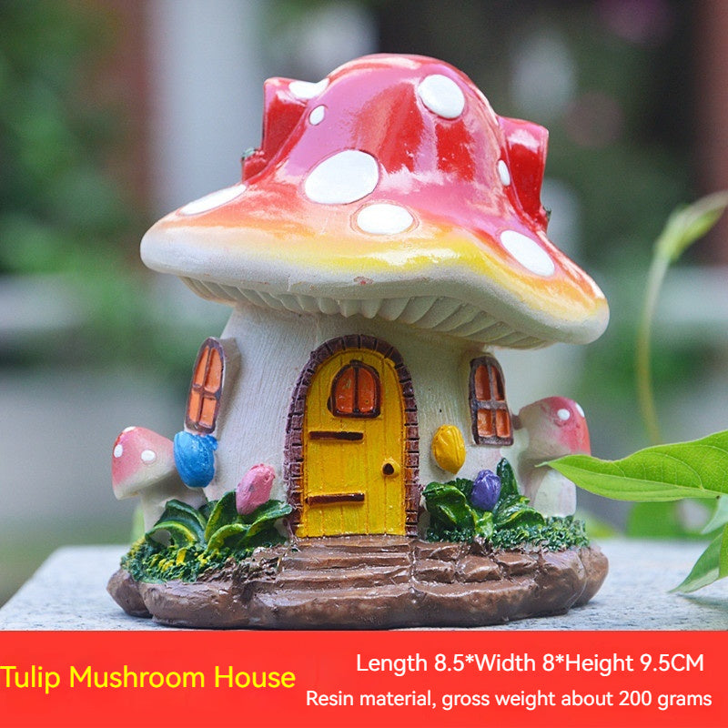 Cottage Core Mushroom House Small Ornaments Moss Micro Landscape Decorations Sculpture Resin Crafts