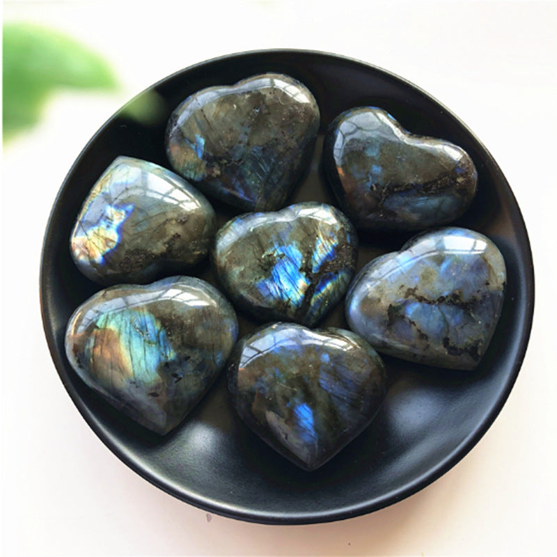 Labradorite Heart Moonstone Positive Energy Reiki Gems Crystal Heart Healing